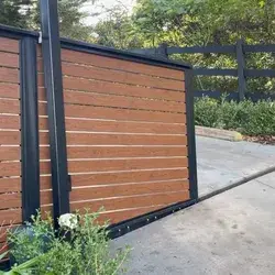 Timber-look Aluminium Slat sliding Gate