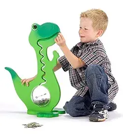 BigBellyBank® littleDino 40cm Spardose - Made in Switzerland (Blau Zweifarbig)