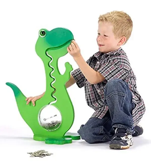 BigBellyBank® littleDino 40cm Spardose - Made in Switzerland (Blau Zweifarbig)