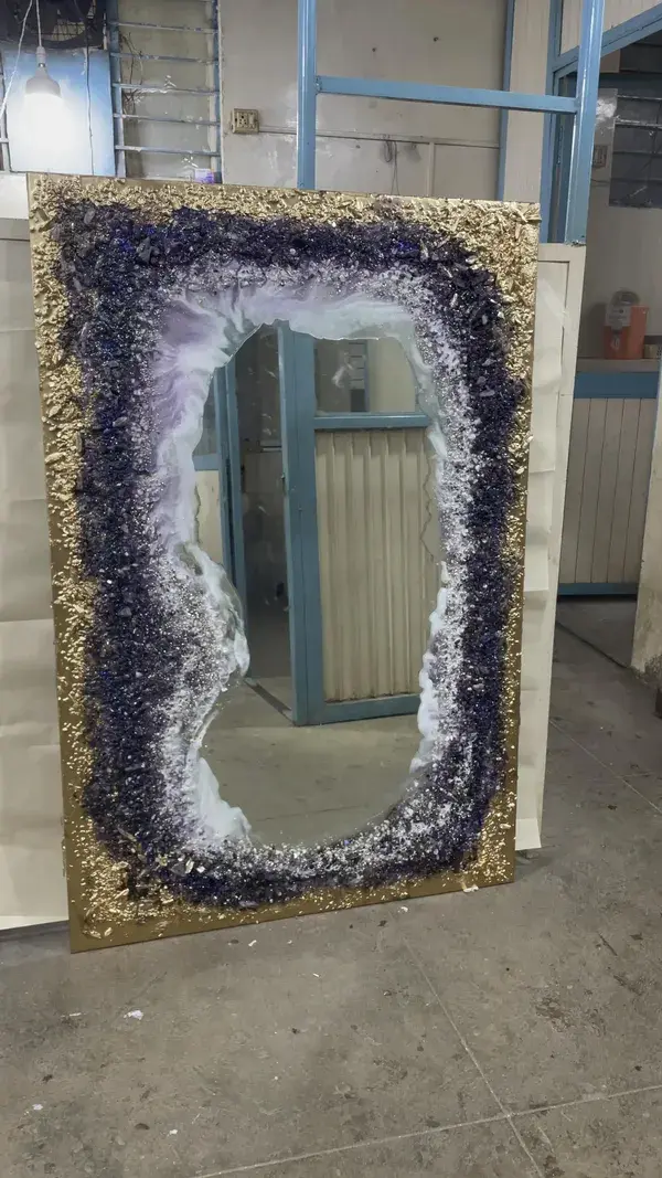 Amethyst Resin Mirror Art