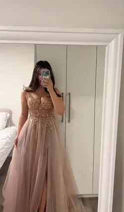 Cute Nude Plus Size Prom Dresses