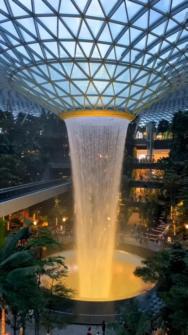 Iconic Jewel Changi Airport in Singapore.  #singapore #jewel #travel #waterfall