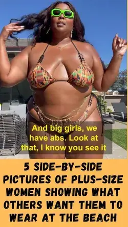 5 Side-By-Side Pictures Of Plus-Size Women Showing What Others Want Them To Wear At The Beach And