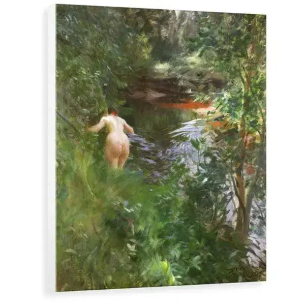 'In Gopsmor (Nude by a Stream)' Painting Marlow Home Co. Format: Wrapped Canvas, Size: 60 cm H x 46.2 cm W x 3.8 cm D