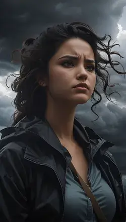 Woman in dark storm