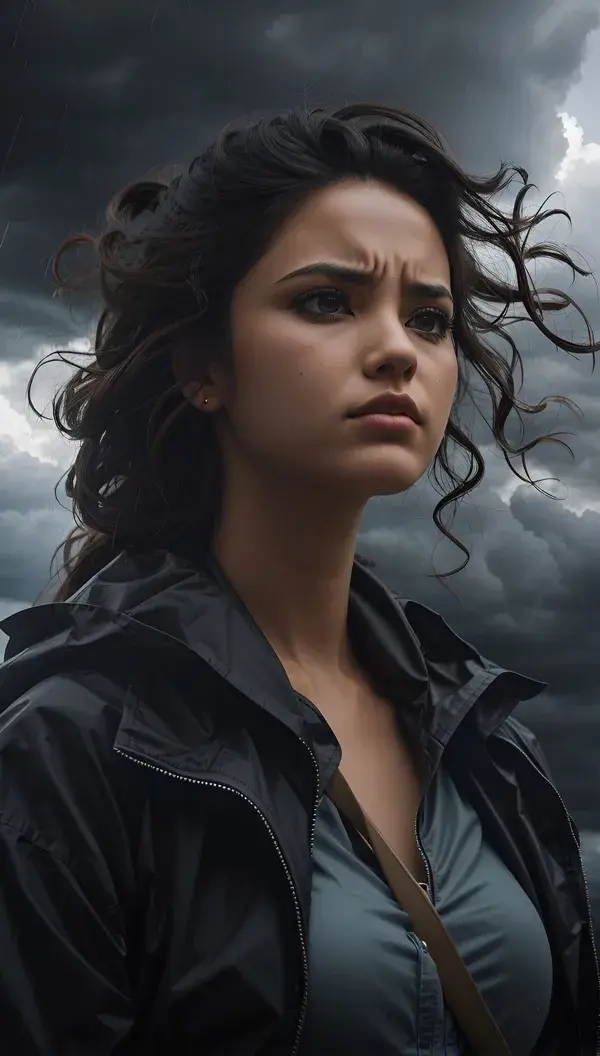 Woman in dark storm