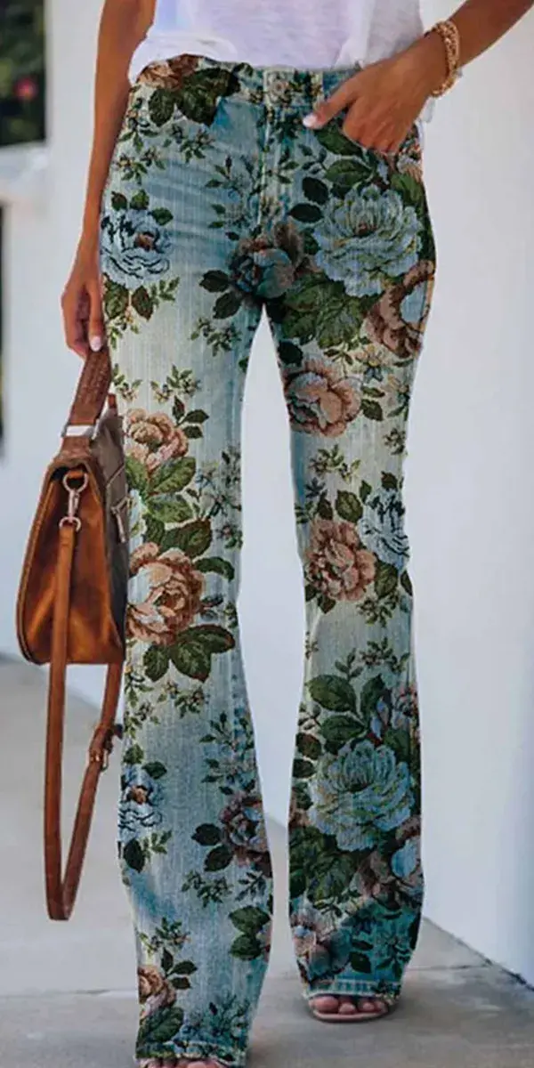 Shop Now >Hot Sale  Casual Fashion Floral print High waist Pants S-5XL