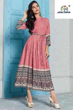 simple designer cotton light pink color kurti