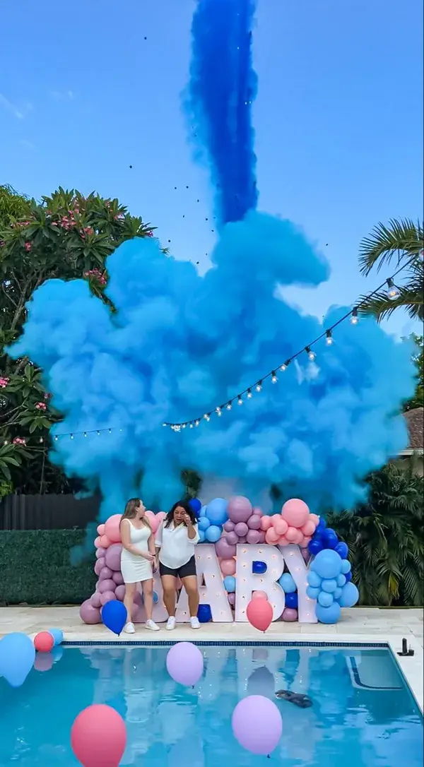 Gender reveal volcano and powder blasters.💙