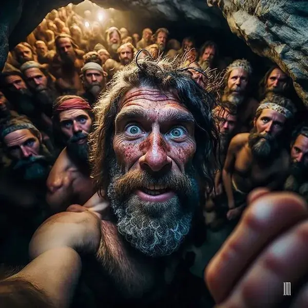 cavemen selfie