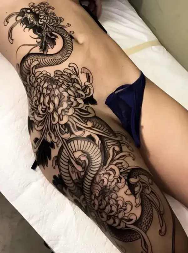 dragon tattoo on hip