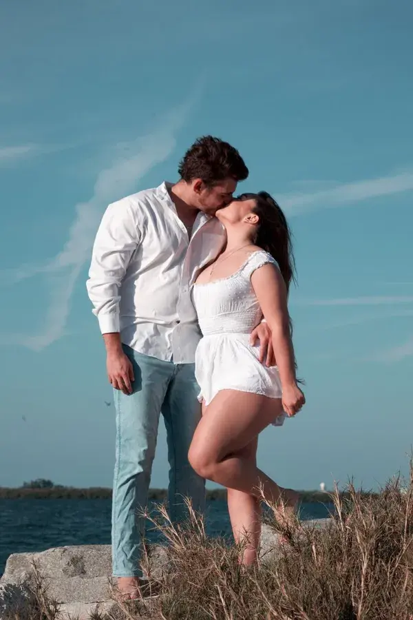 Couple poses beach photography