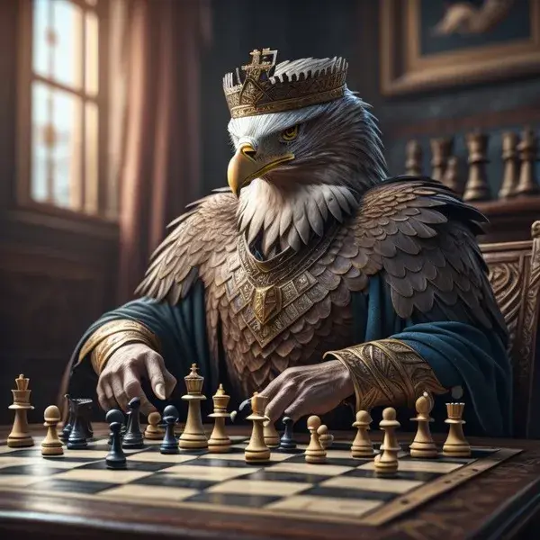Eagle playing chess