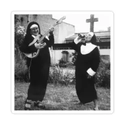 Vintage Drinking And Guitar Nuns Sticker by joanliles