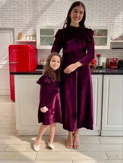 Purple Velvet Frill Dress