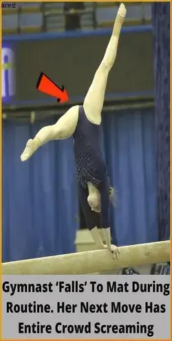 Gymnast 'falls' to mat during routine. Her next move has entire crowd screaming