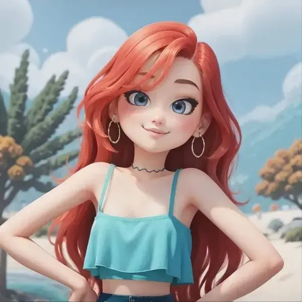 Beautiful Redhead Cartoon Girl