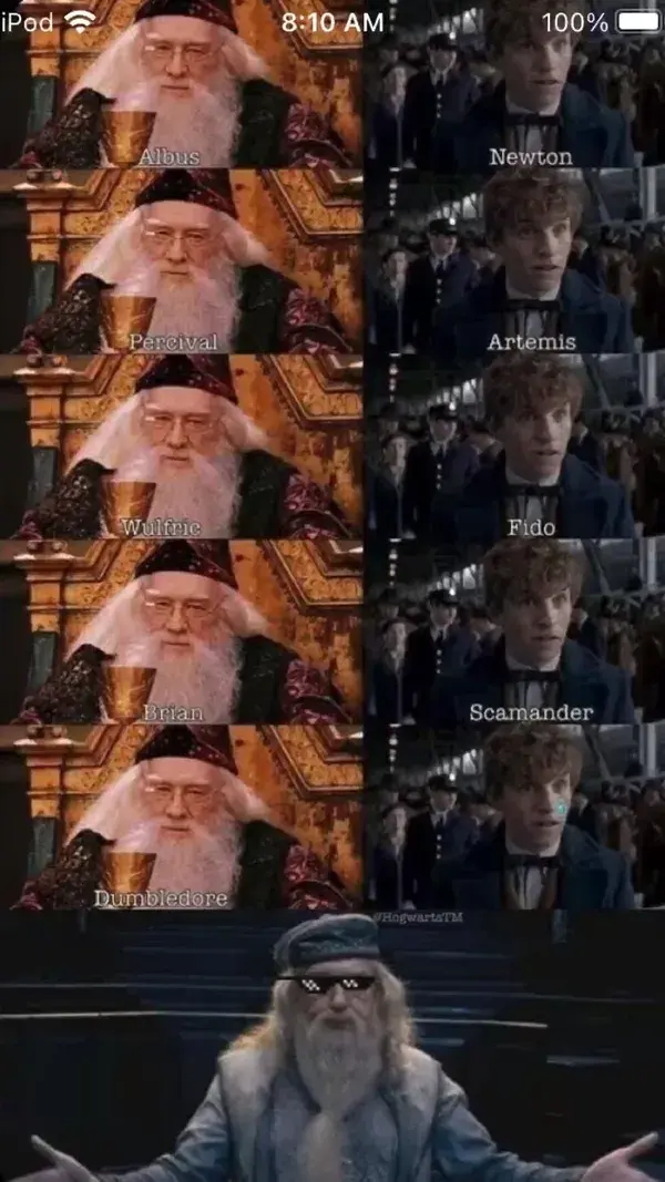 Dumbledore vs Scamander