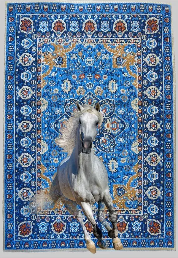 White horse morphing from tapestry