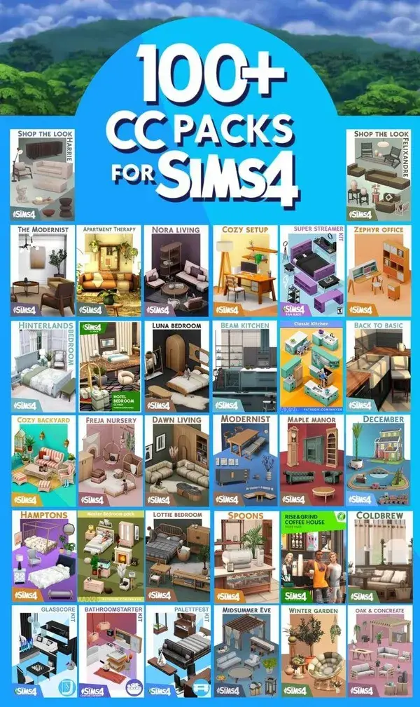 100+ CC packs for the Sims 4