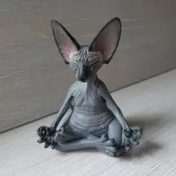 ‘Meditation' Sphynx Cat Figurine - Black / Small (8cm / 3 Height)