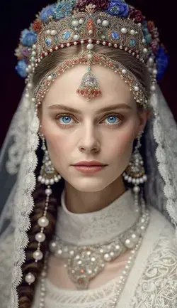 Russian beauty in traditional costume