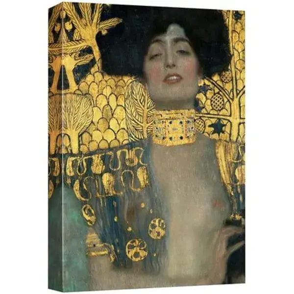 Wall26 Canvas Print Wall Art Judith & Head of Holofernes Gustav Klimt Classic Illustrations Fine Art Decorative Vintage Colorful Historic Multicolor Retro for Living Room, Bedroom, Office - 12inchx18", Size:12" x 18"