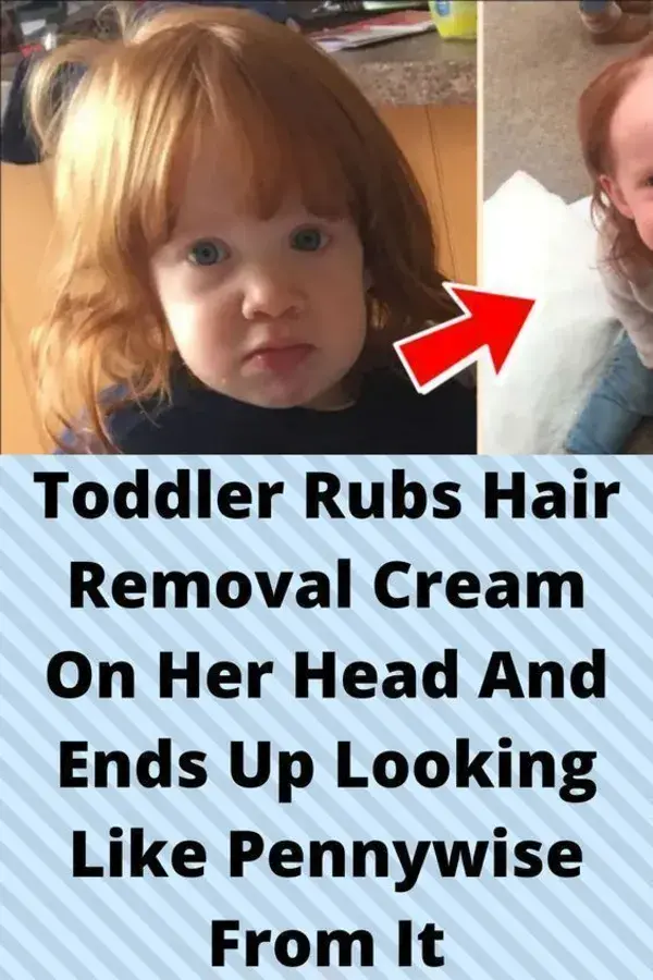 Toddler rubs hair removal cream on her head and ends up looking like Pennywise from It
