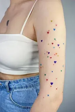 Mini Colorful Heart Tattoos by Alexey Feism