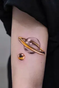 Minimalist Bubble Saturn Tattoo