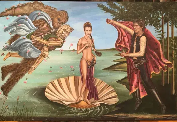 "The birth of venus / Princess Leia 24"x36" original acrylic painting"