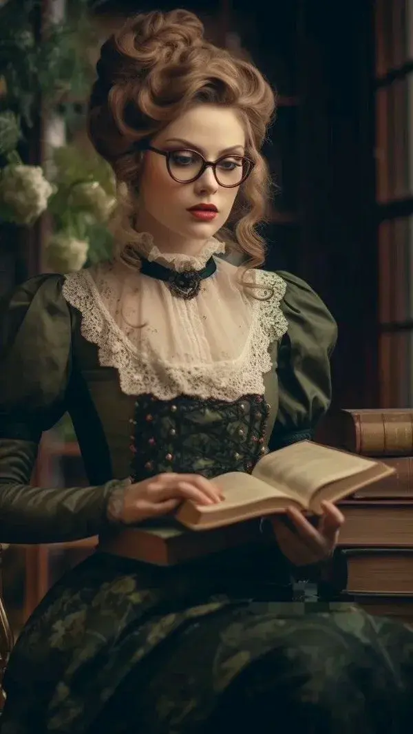 She reads among the books the map of her life, and the books are proud because they are in her hand