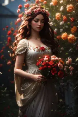 Lady in the flower Garden