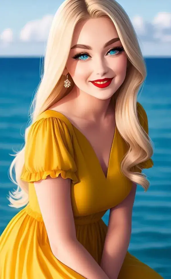 beautiful girl on the seaside ai generate