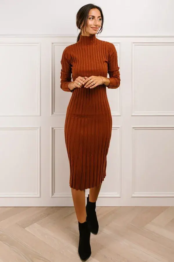 Miriam Sweater Dress in Rust - FINAL SALE - X-Large / Rust