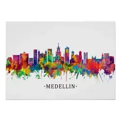 Medellin Colombia Skyline Poster