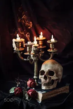 Skull Candle Holder, Cozy Witches Corner