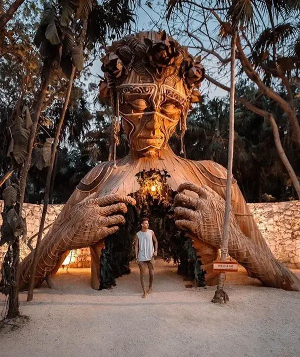 Wooden Sculpture In Tulum