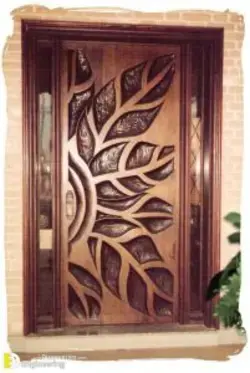 Superb tree shape traditional handcrafted wooden door design