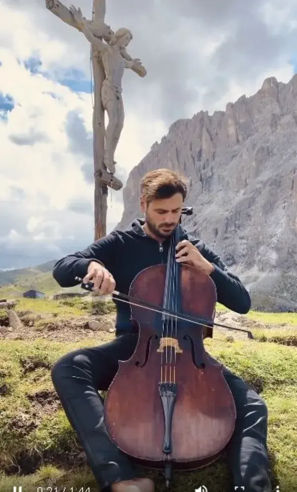 Instagram .hausercello High up in the mountains, closer to God 🤍 Praying for the world to heal 🙏