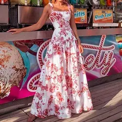 Floral Maxi Dress Sleeveless Floor-Length Print Pullover Women's Dress