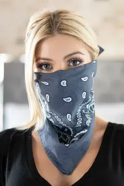 Wholesale HDF2859GY GRAY PAISLEY PRINT BANDANA