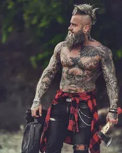 Viking Hot Bearded Tattooed Man