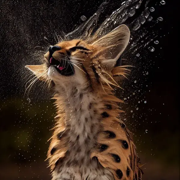 Wet serval