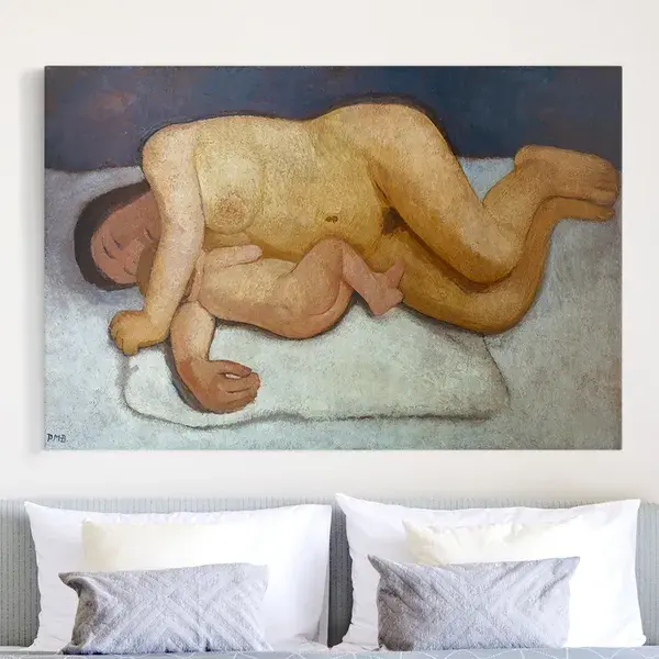 Leinwandbild Kunstdruck - Querformat Paula Modersohn-Becker - Ruhende Mutter