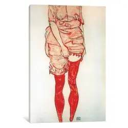 "Standing Woman In Red" Wrapped Canvas Art Print, 26x18x0.75
