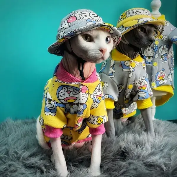 Baseball Collar Jacket for Cat-Doraemon Jacket with Cap