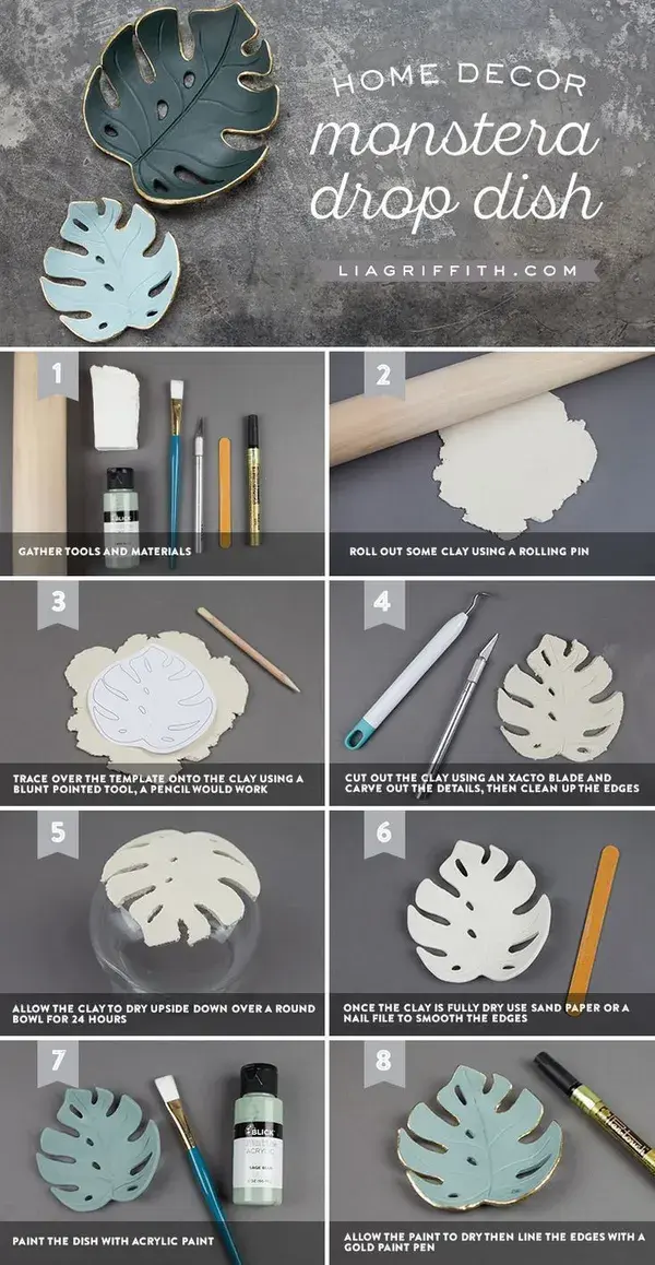 Make a simple DIY monstera drop dish for your home