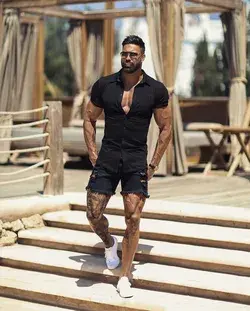 Fashionable men's wardrobe for a stylish summer vacation. Casual outfit ideas