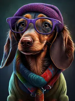 Hipster Dachshund Portrait